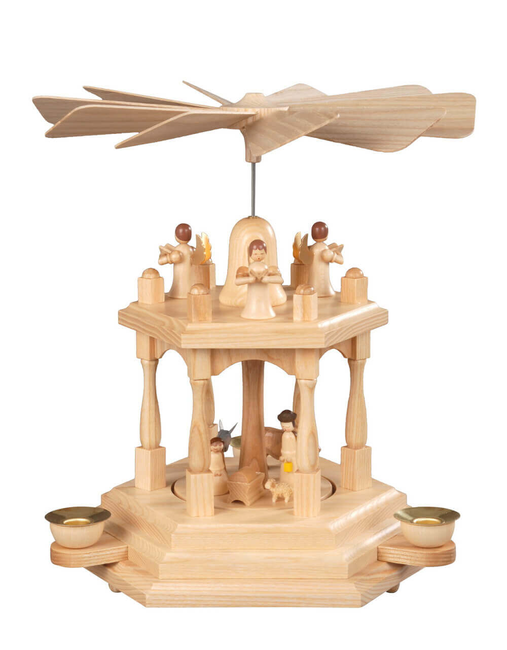 Christmas pyramid Holy Family, natural, 2-storey, 29 cm by Albin Preißler