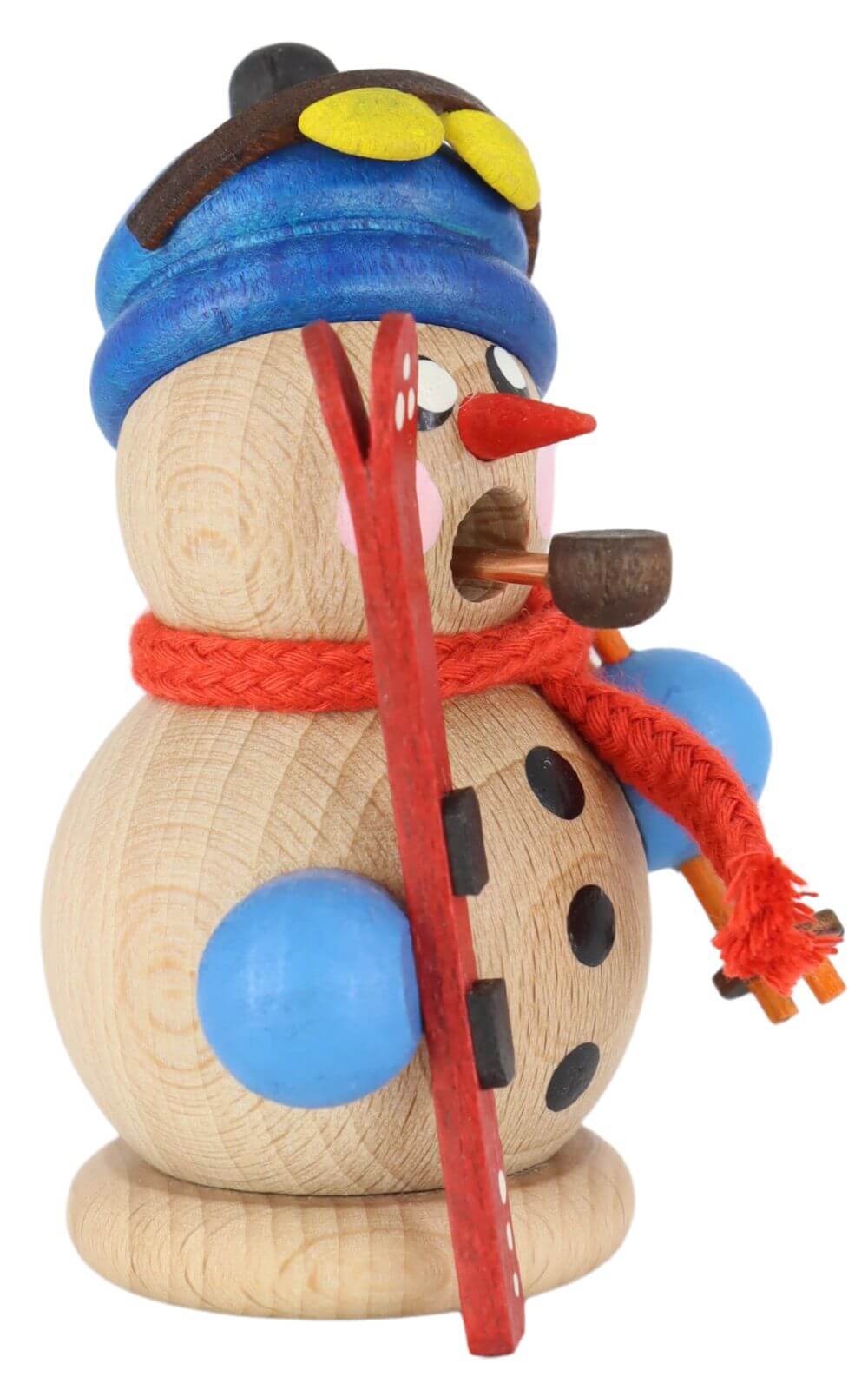 Smoking man snowman with skis, natural by Gerd Hofmann_2