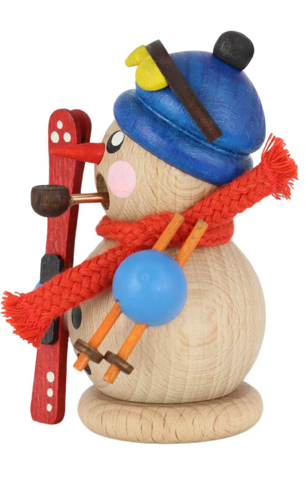 Smoking man snowman with skis, natural by Gerd Hofmann_3