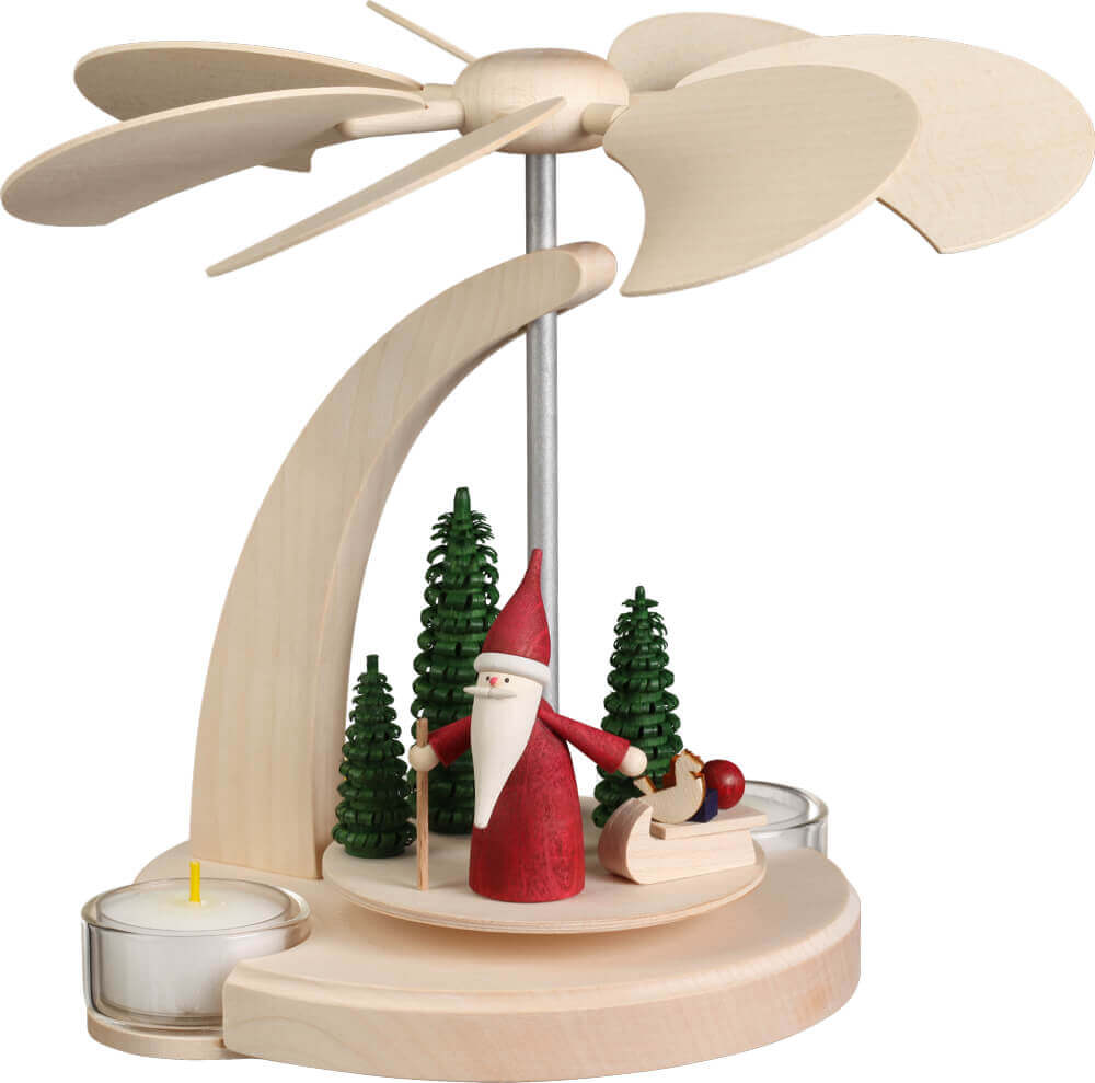Arch pyramid with Christmas gnome, 18 cm by Seiffener Volkskunst eG