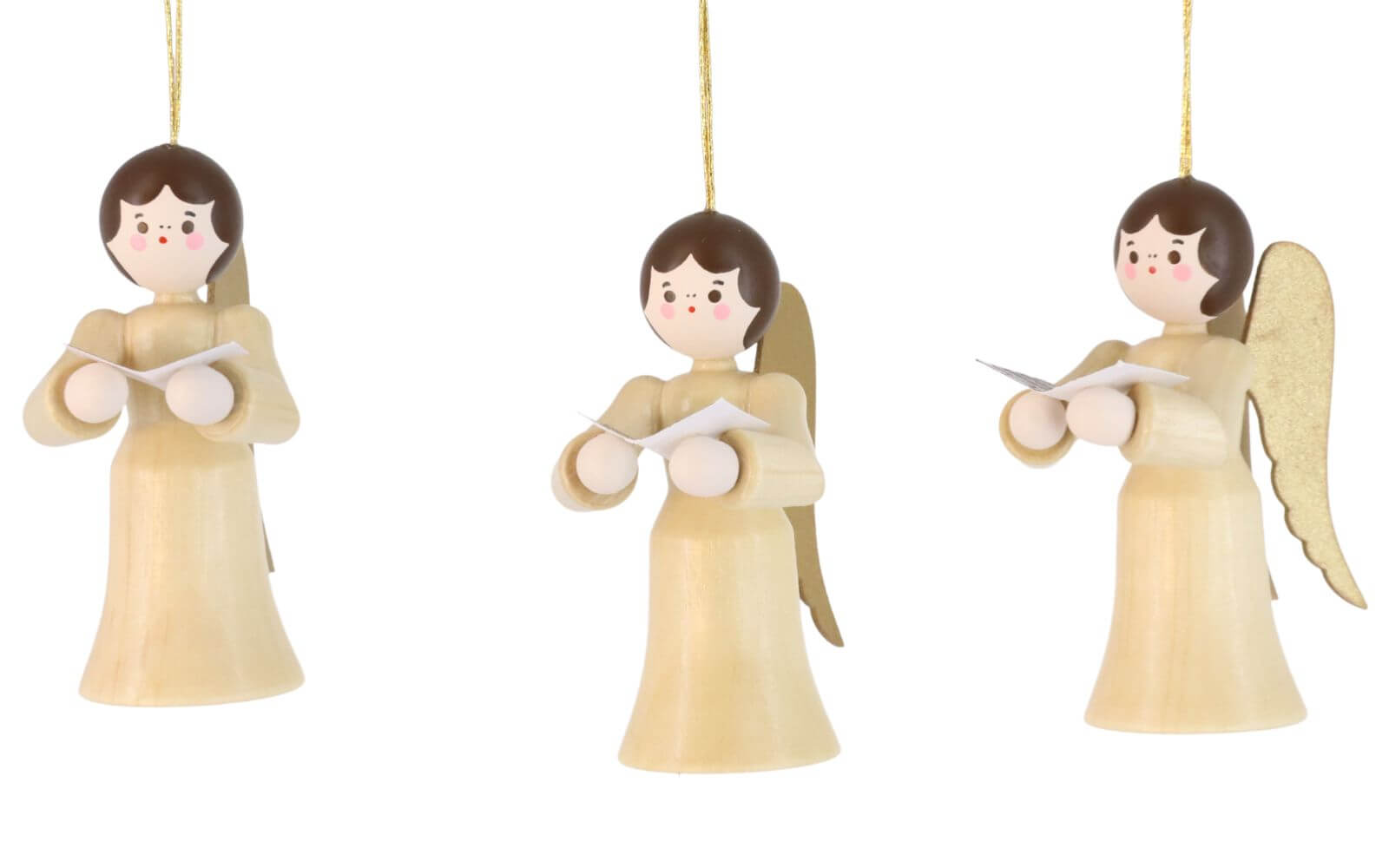 Christmas tree decoration angel with book, 3 pieces, nature by Romy Thiel