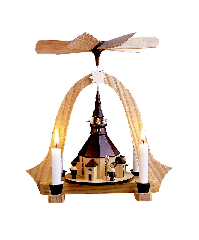 Christmas pyramid Seiffen church, 26 cm by Spielwarenmacher Günther
