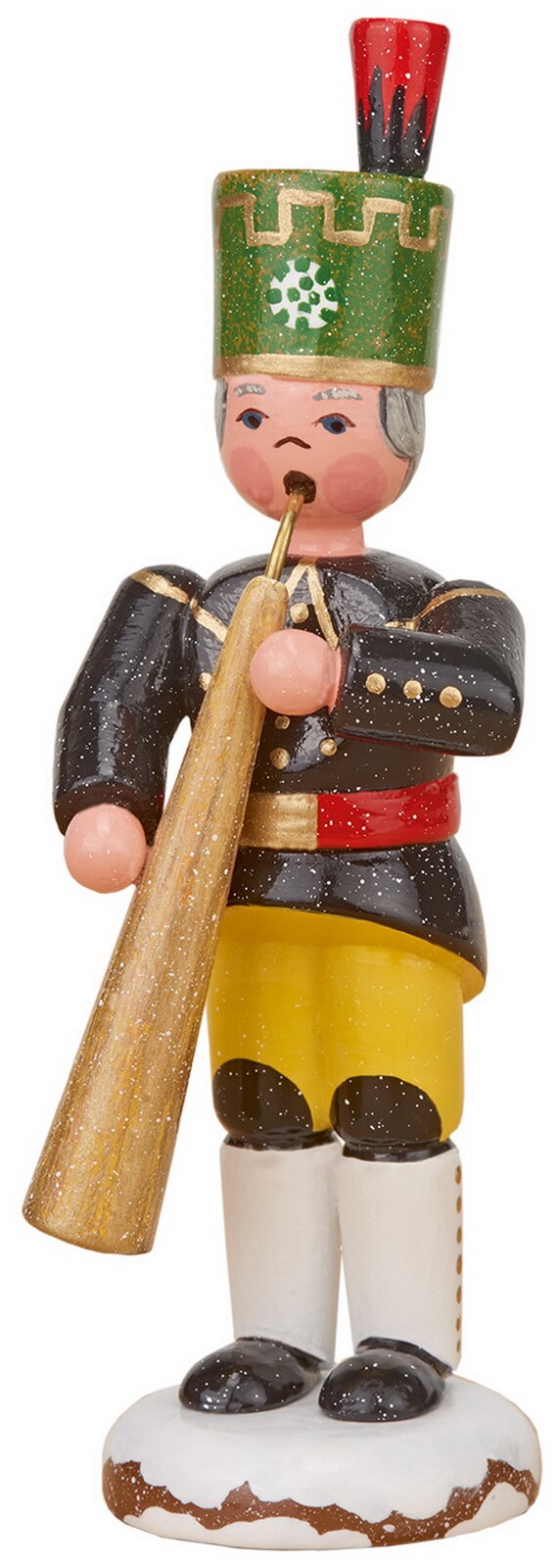 Miniature winter child miner with Russian horn from Hubrig Volkskunst