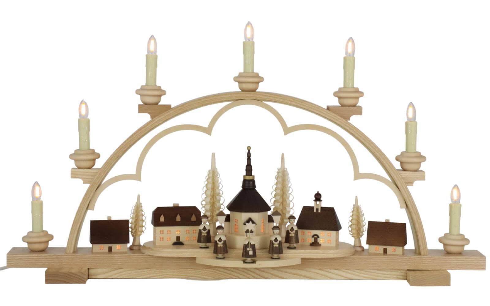 LED candle arch Seiffen village, 64 cm with interior lighting by Müller Kleinkunst_pic1