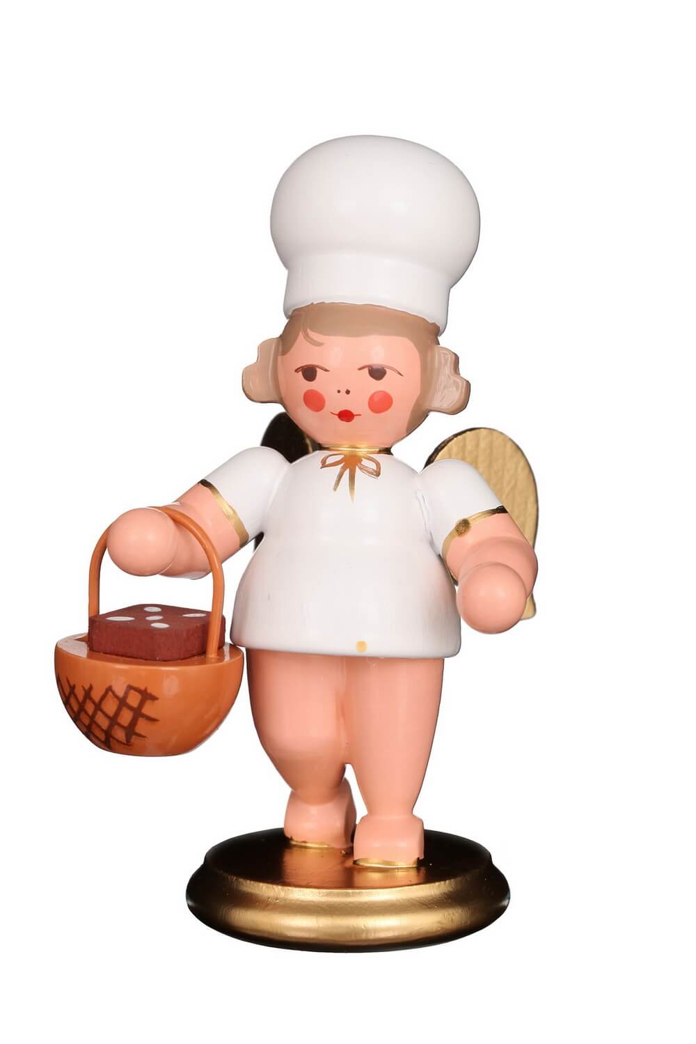 Christmas angel - baker's angel with basket, 8 cm, colored by Christian Ulbricht