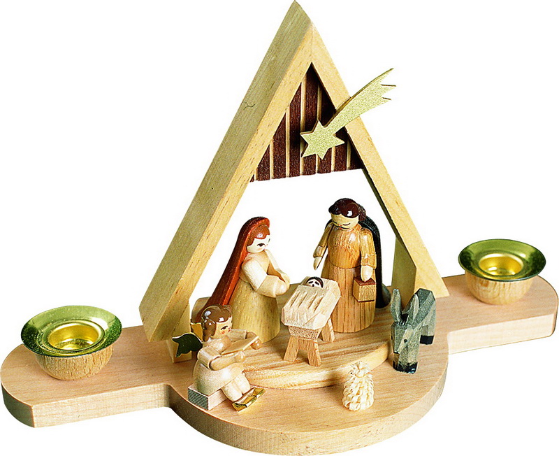 Christmas candle holder Holy Family, 15 cm by Richard Glässer
