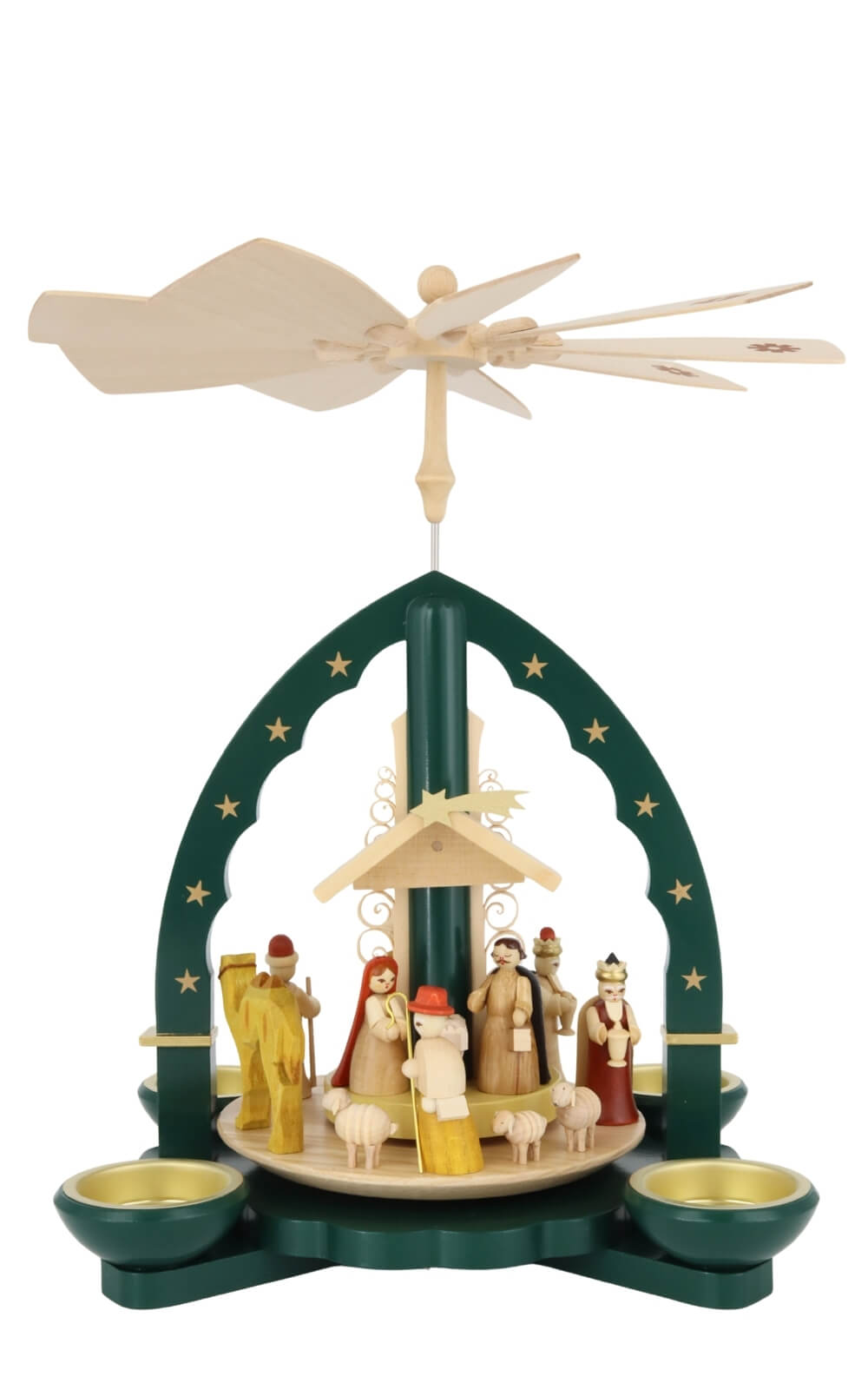 Christmas pyramid depicting the birth of Christ for tea lights and candles, green, 28 cm by Richard Glässer_8