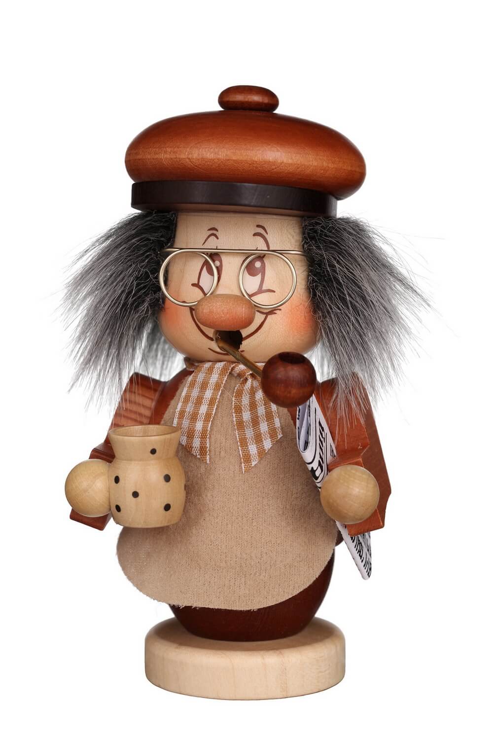 Smoking man mini gnome grandpa, 4 cm by Christian Ulbricht