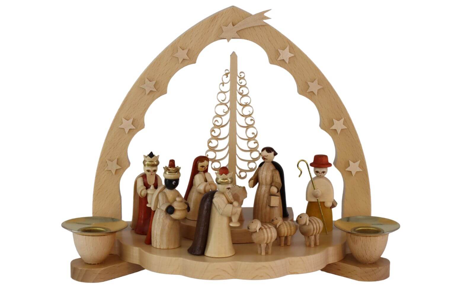 Candlestick with Holy Family, 20 cm, natural by Richard Glässer_1