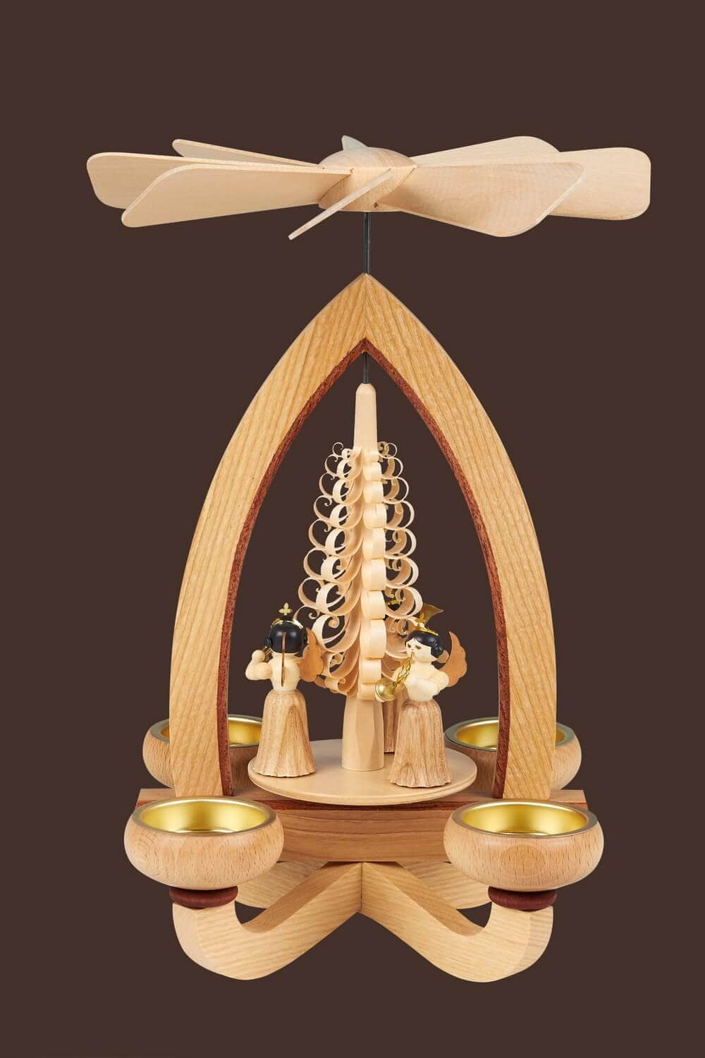 Christmas pyramid with pleated skirt angel for tea lights, 28 cm by Heinz Lorenz_pic2