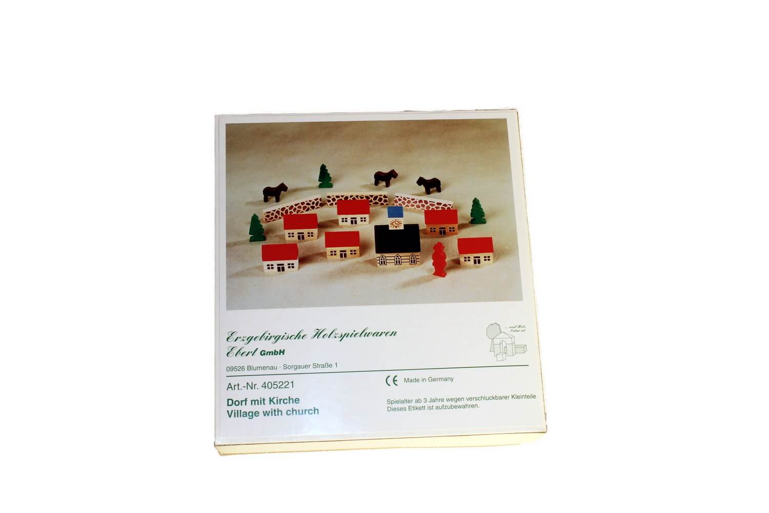 Village with church in cardboard, coloured, 15 cm by Ebert GmbH_1