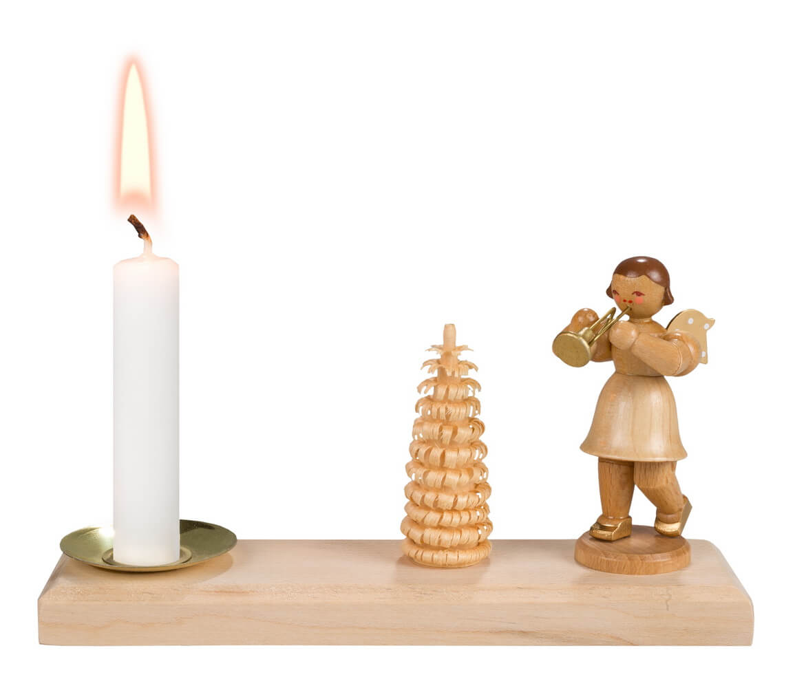 Candle holder with Christmas angel, 8 cm, natural by SEIFFEN.COM