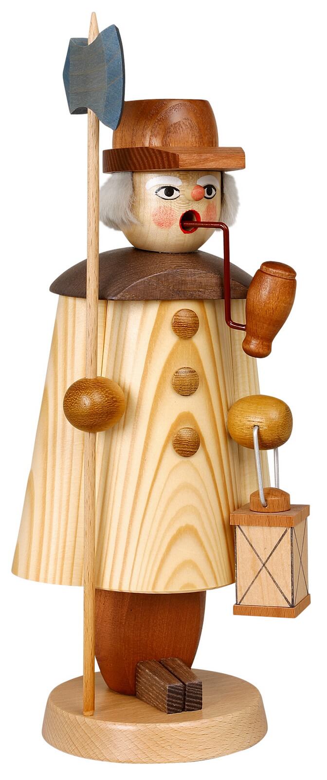 Smoking man night watchman, natural, 27 cm by Jan Stephani