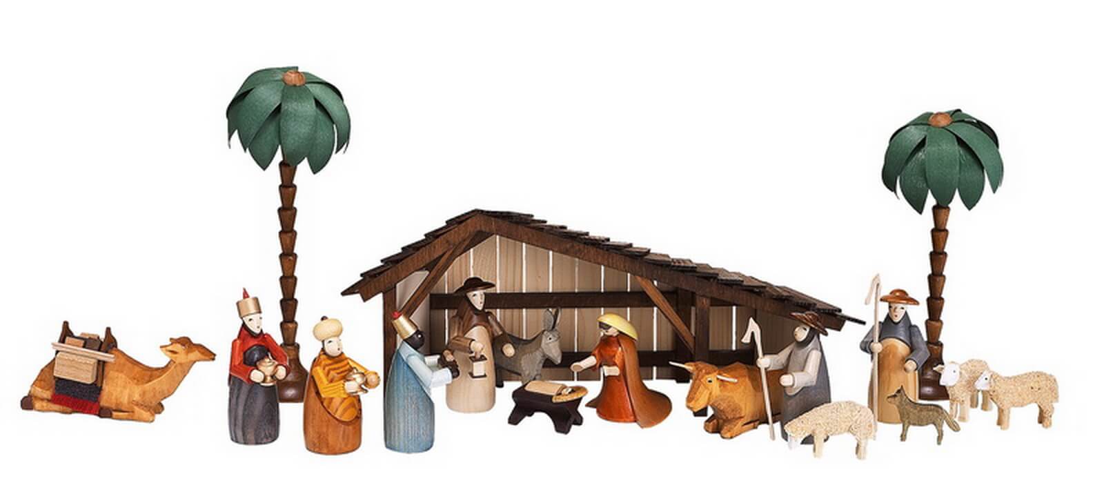 Christmas crib with stable, 18 - parts by Theo Lorenz