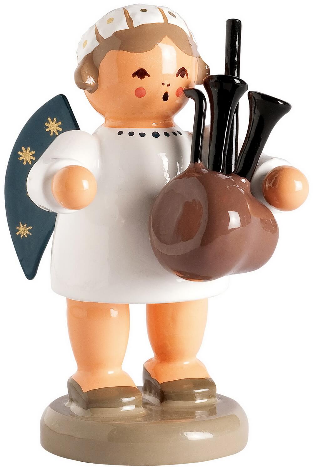 Miniature Christmas angel with bagpipes, 5 cm by KWO