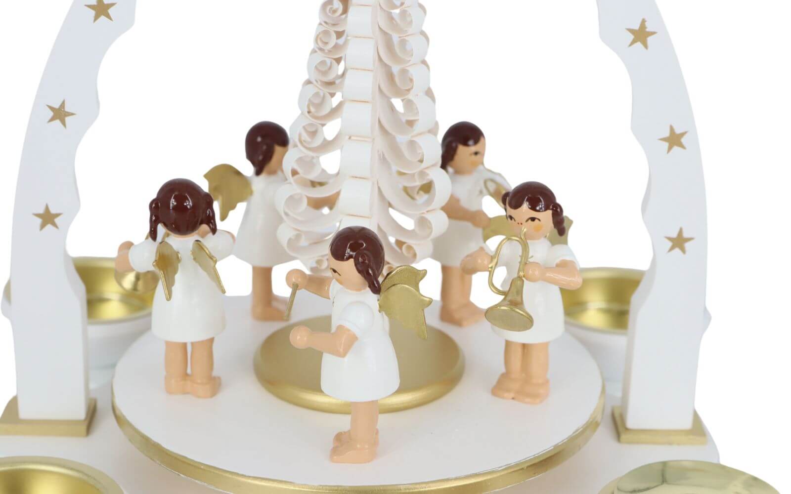 Christmas pyramid with angel for tea lights and candles, white, 27 cm by Richard Glässer_3
