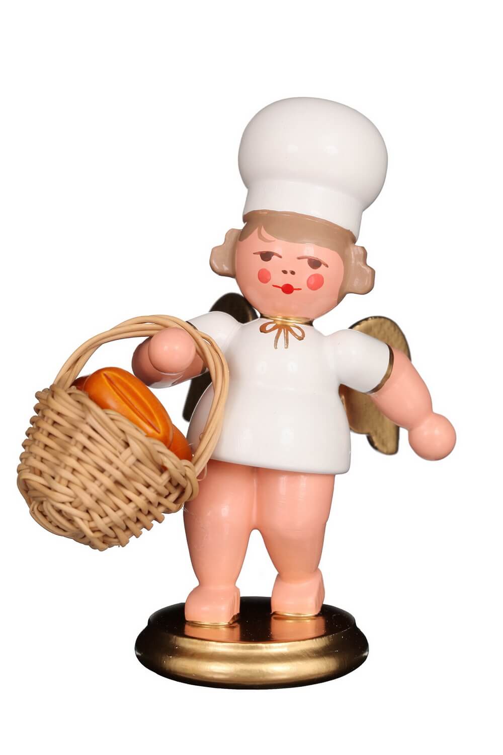 Christmas angel - baker's angel with bread basket, 8 cm, colored by Christian Ulbricht