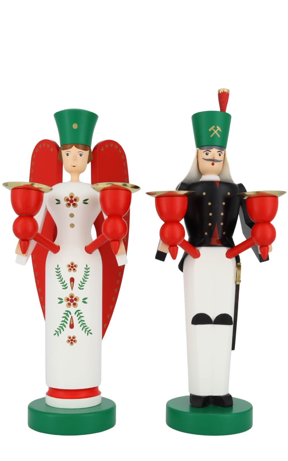 Angel and miner for wax candles, 26 cm, colored by Richard Glässer_1