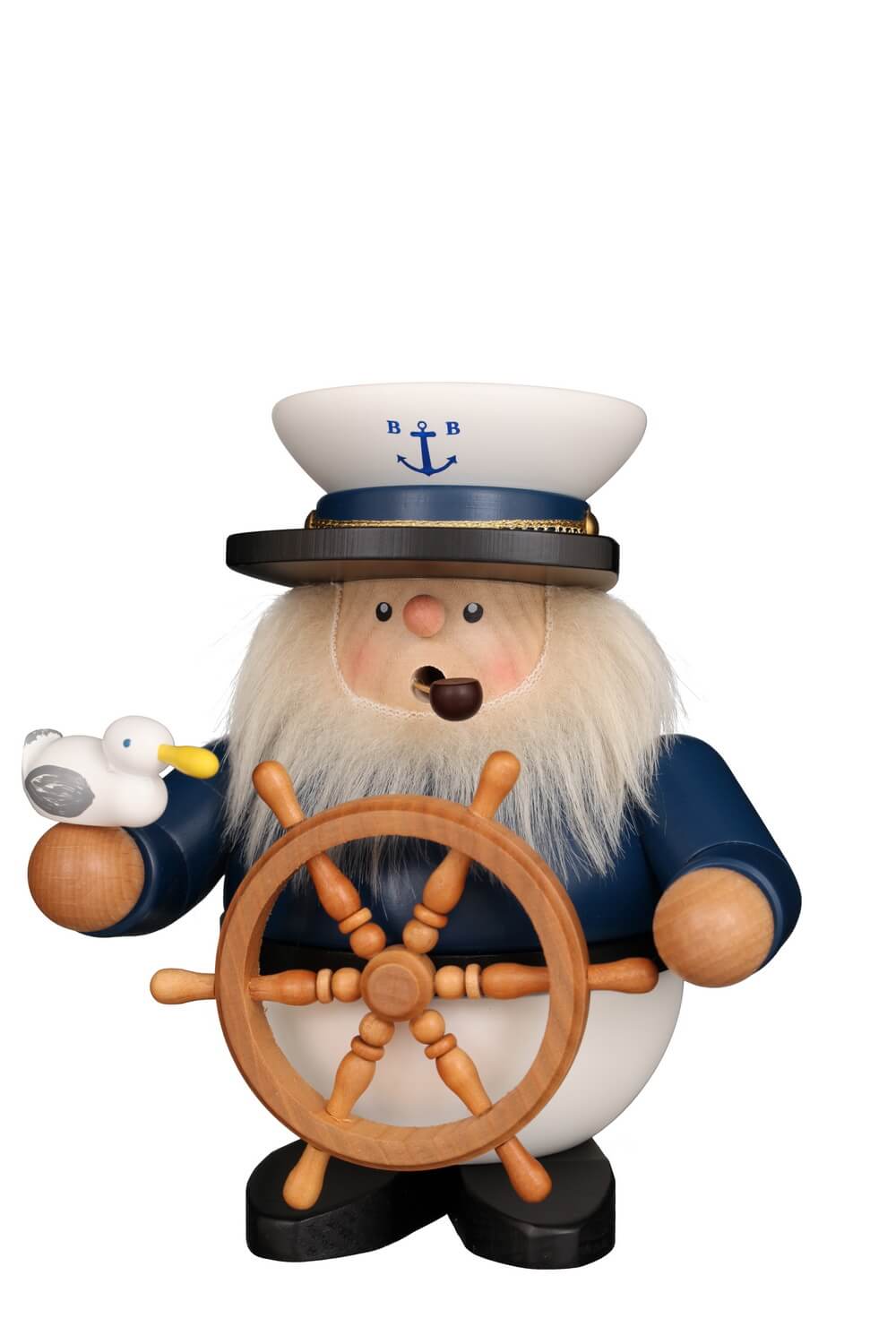 Smoking man sailor with seagull, 16 cm by Christian Ulbricht