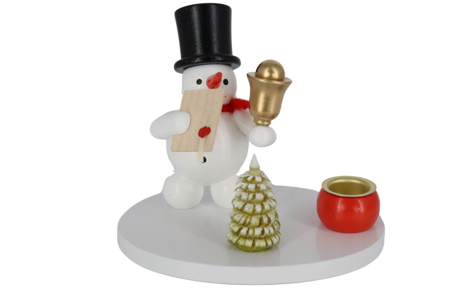Candle holder with snowman crier, colored, 8 cm by Volker Zenker_1