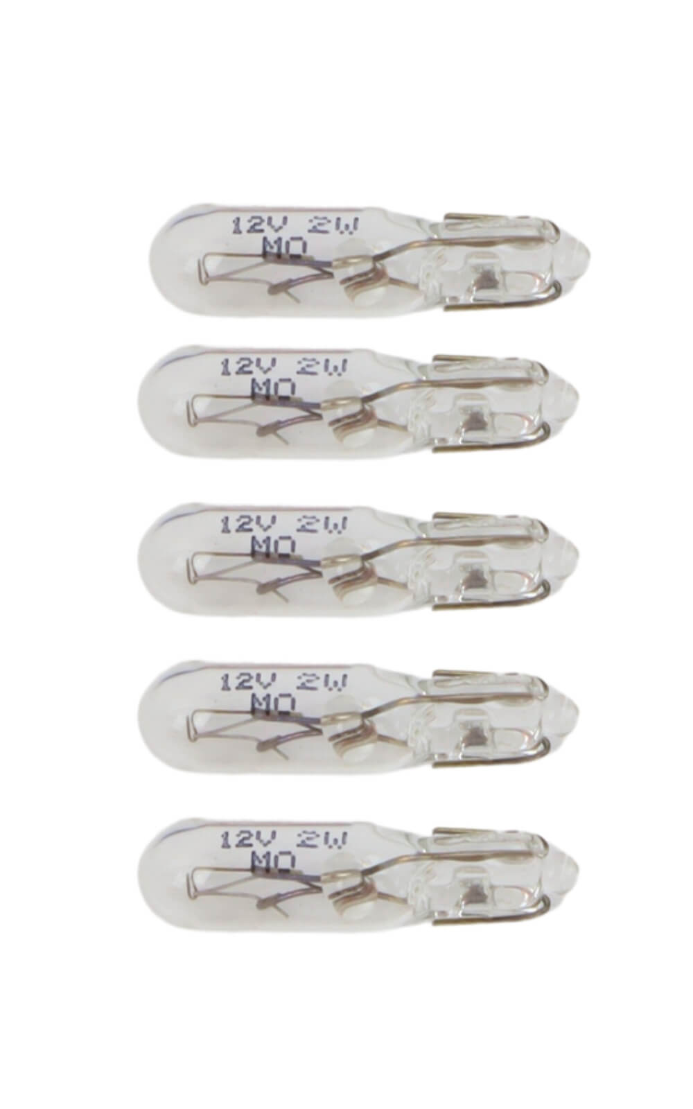Glass base lamps, 5 pieces, 12 Volt, 2 Watt