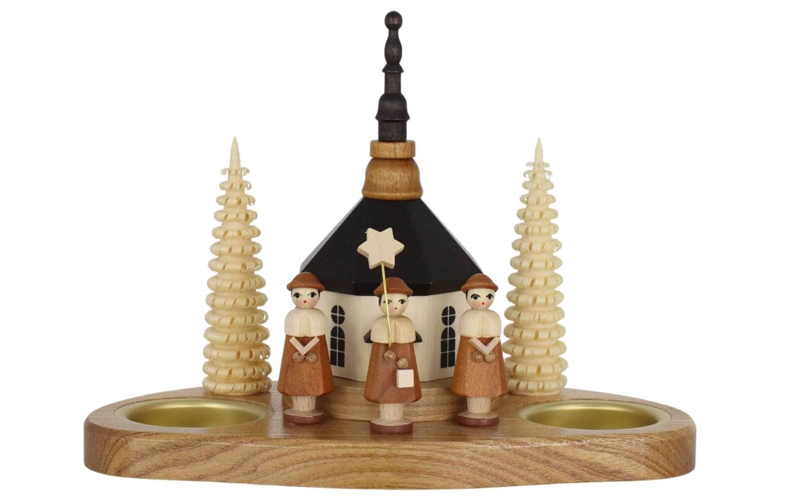 Christmas candle holder church and currende, natural by Knuth Neuber