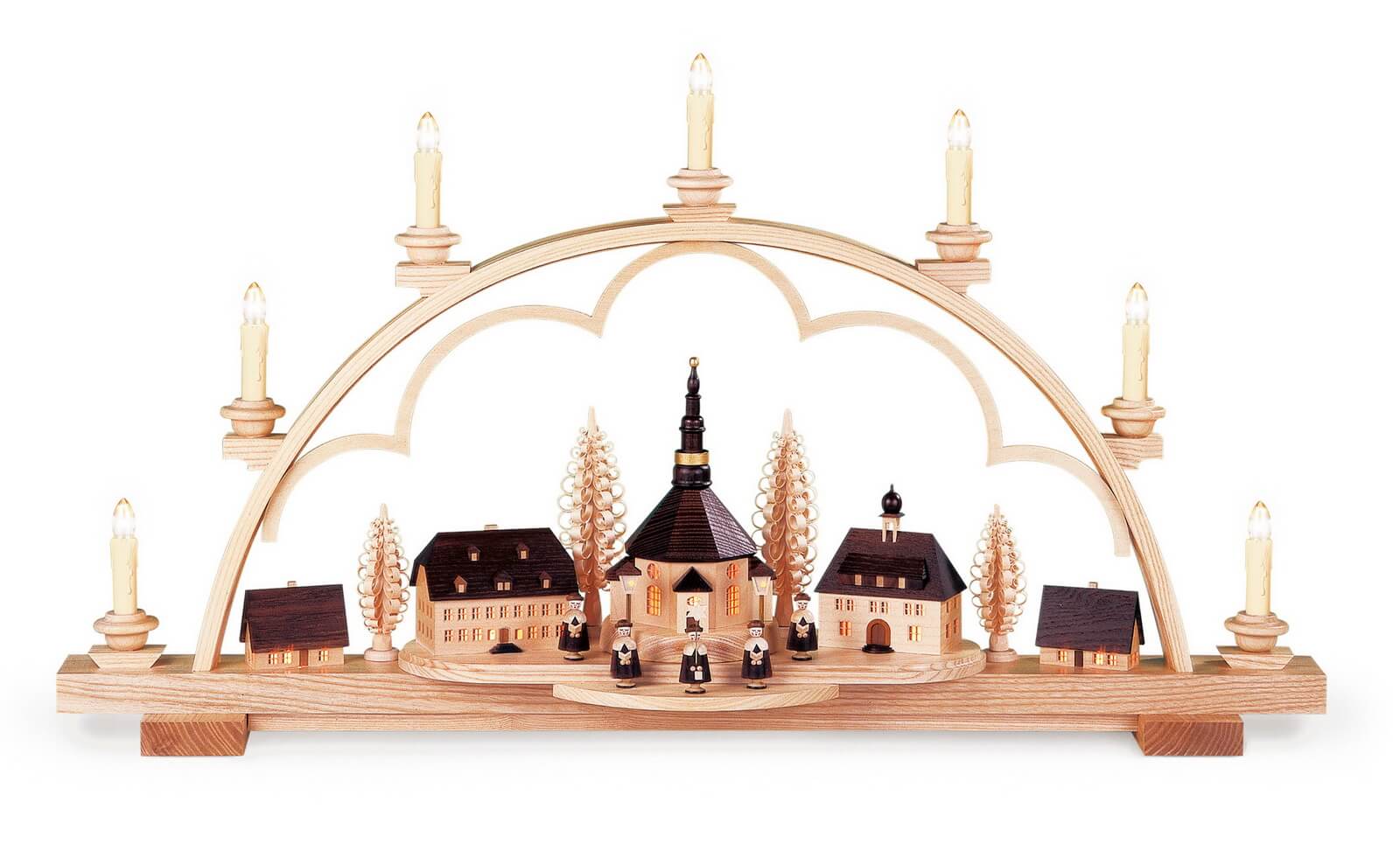 Candle arch Seiffen village, 80 cm by Müller Kleinkunst