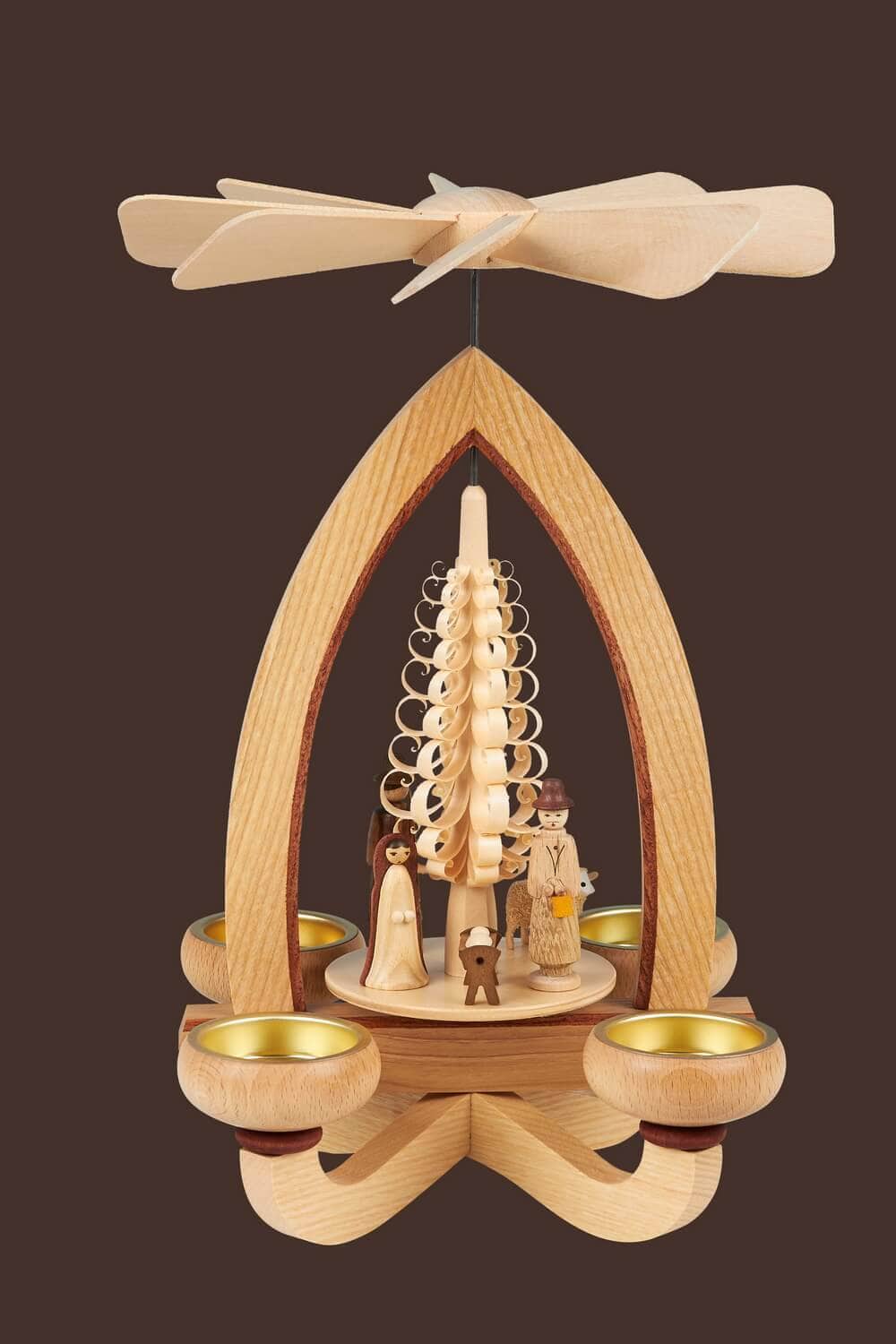 Christmas pyramid Nativity for tea lights, 28 cm by Heinz Lorenz_pic2