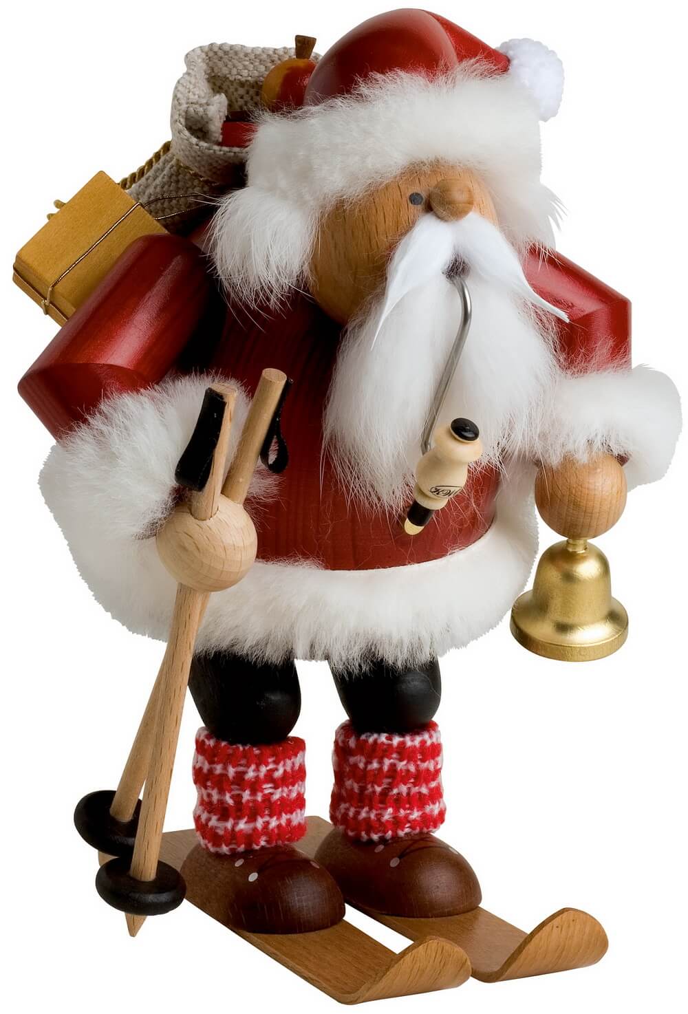 Smoking man Santa Claus with skis, 20 cm, colored by KWO