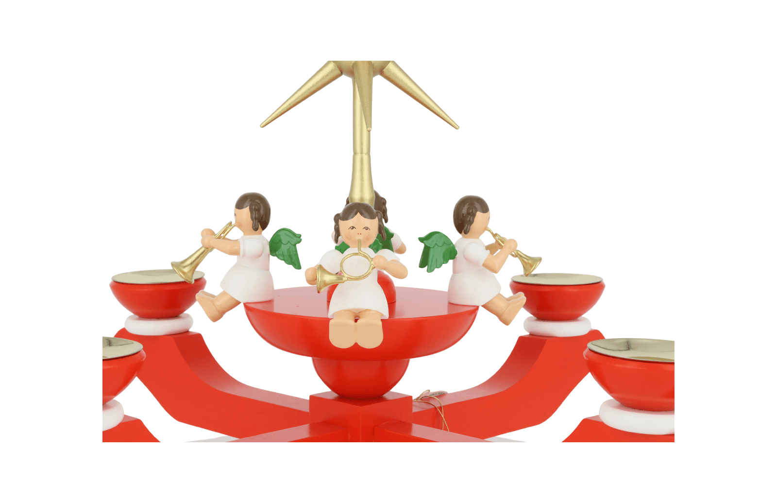 German Advent Candlestick with German Christmas Angels, red