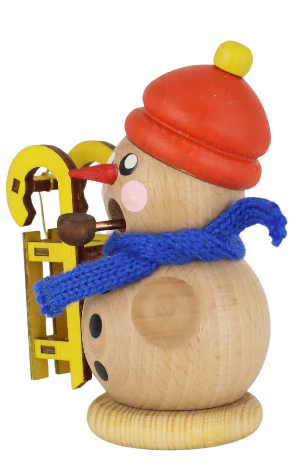 Smoking man snowman with sledge, natural by Gerd Hofmann_3
