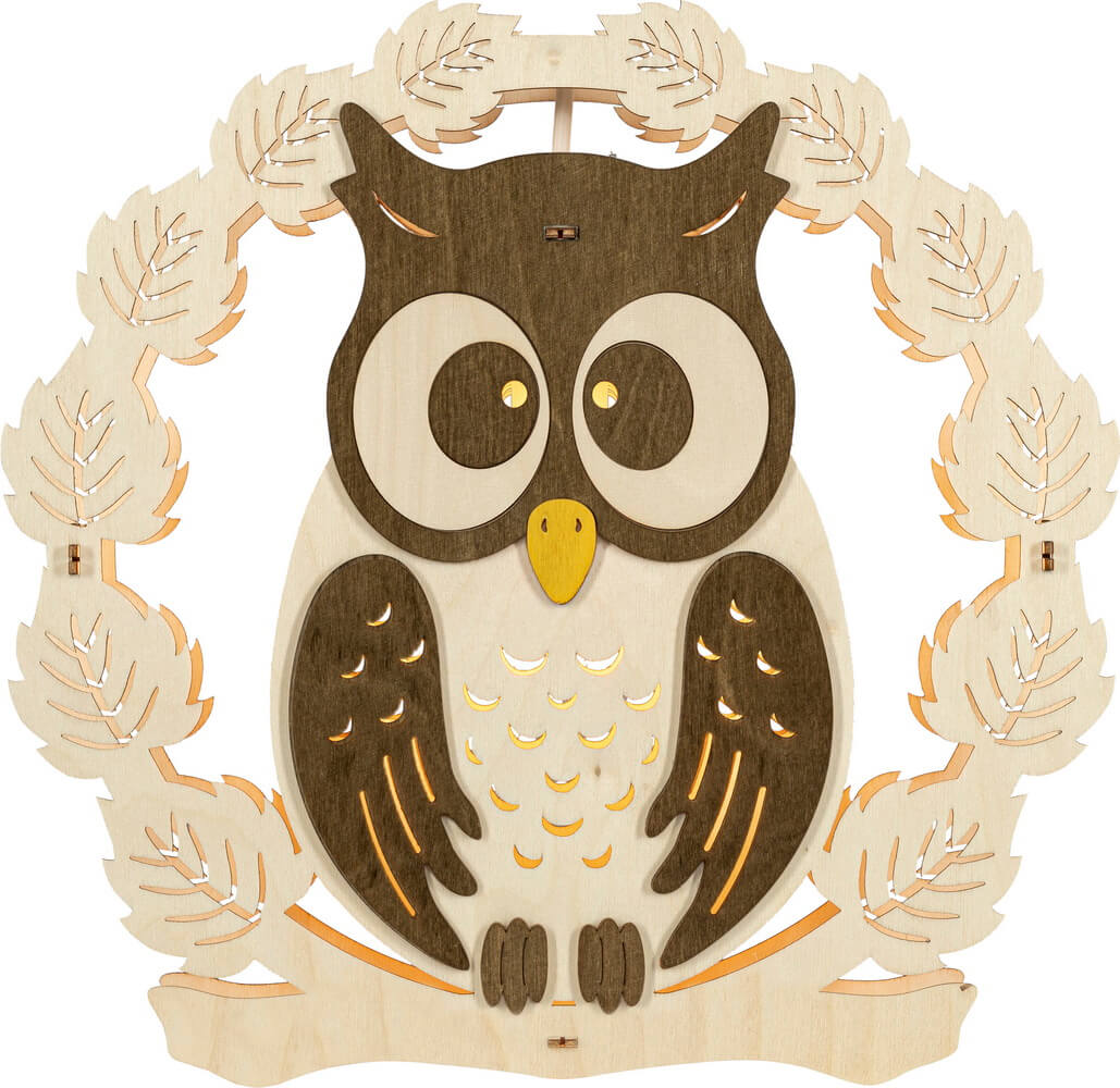 Window picture owl in a wreath, 30 cm by Weigla