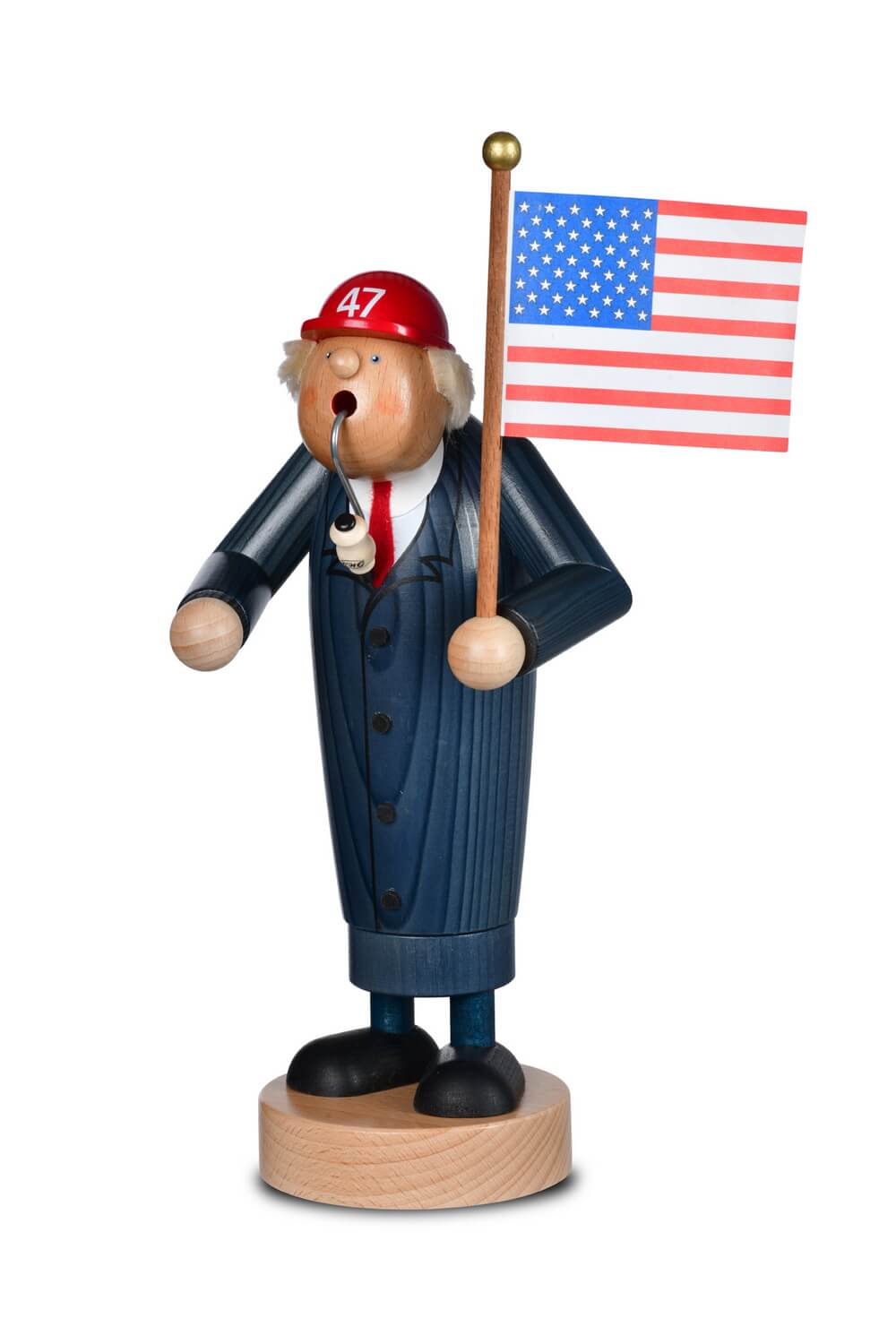 Smoking man President Trump with US flag and pipe, 28 cm by KWO