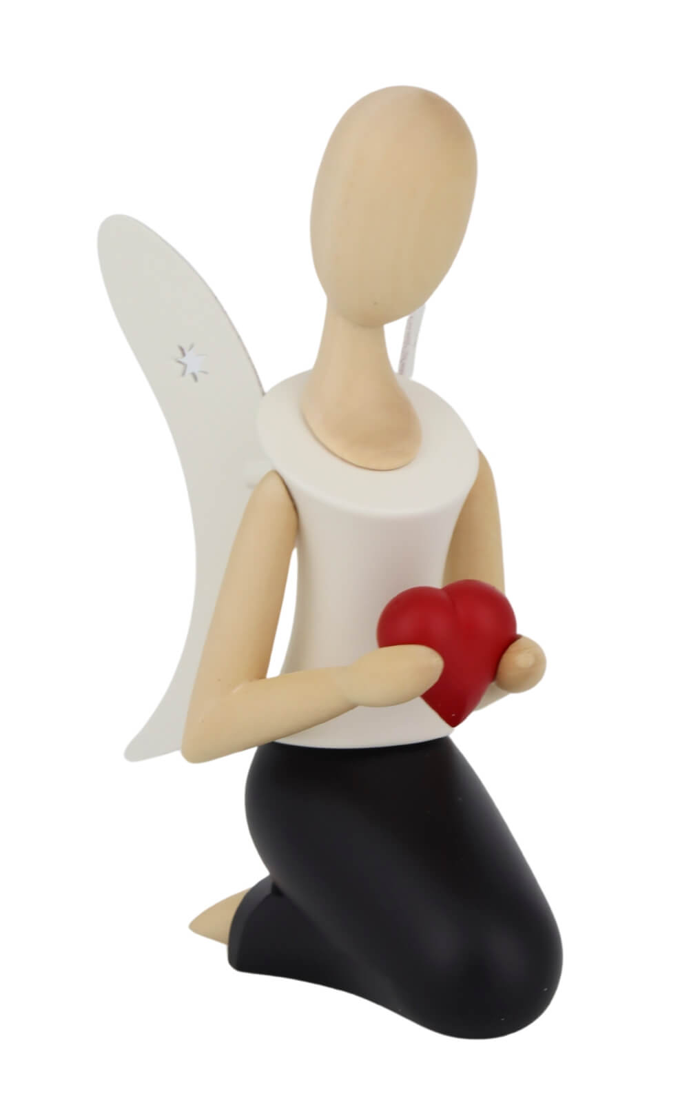 Angel - Sternkopf with heart, kneeling, 13 cm by Holzkunst Gahlenz
