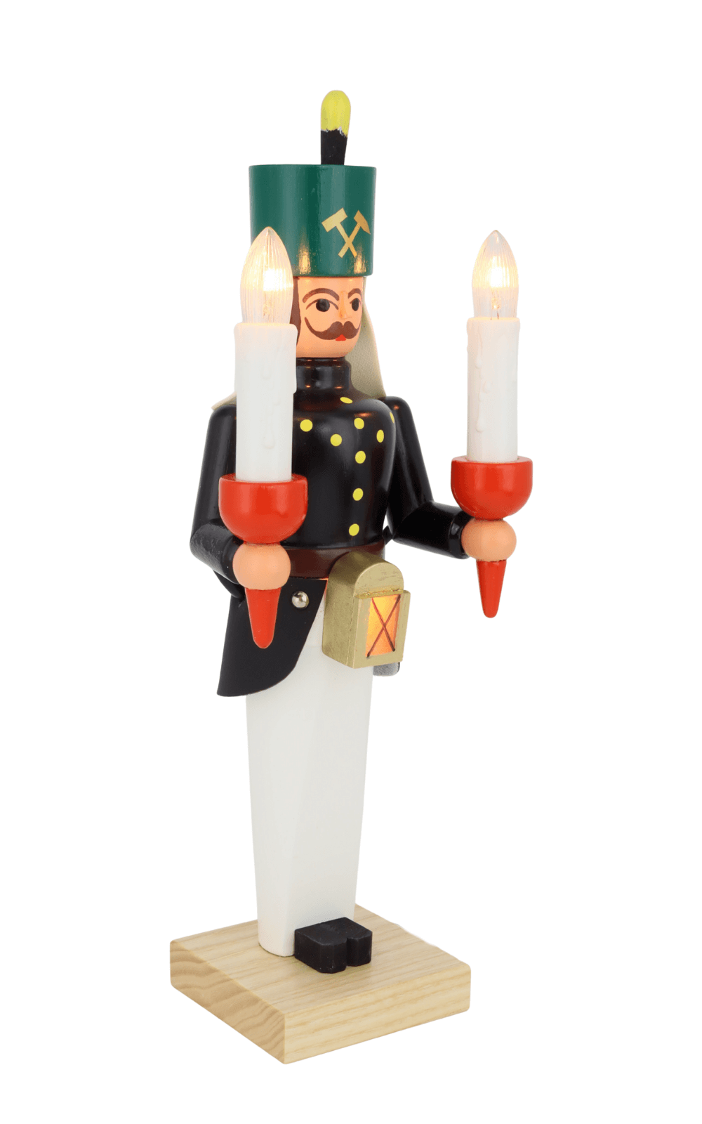 Wooden miner, 26 cm, colorful, electrically illuminated by SEIFFEN.COM