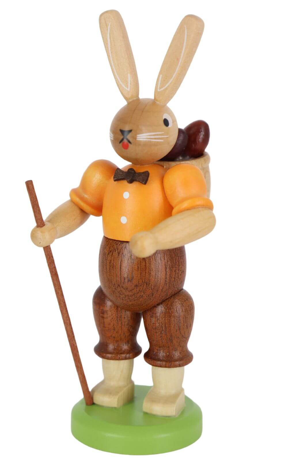 Easter bunny with basket and stick, colored, 11 cm by Müller Kleinkunst_1