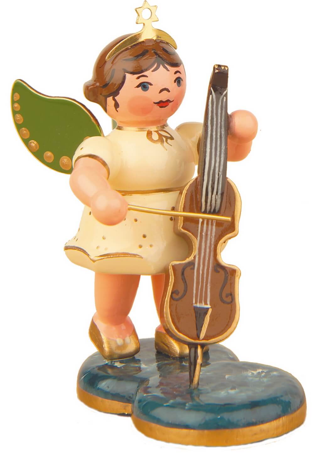 Christmas angel with cello from Hubrig folk art