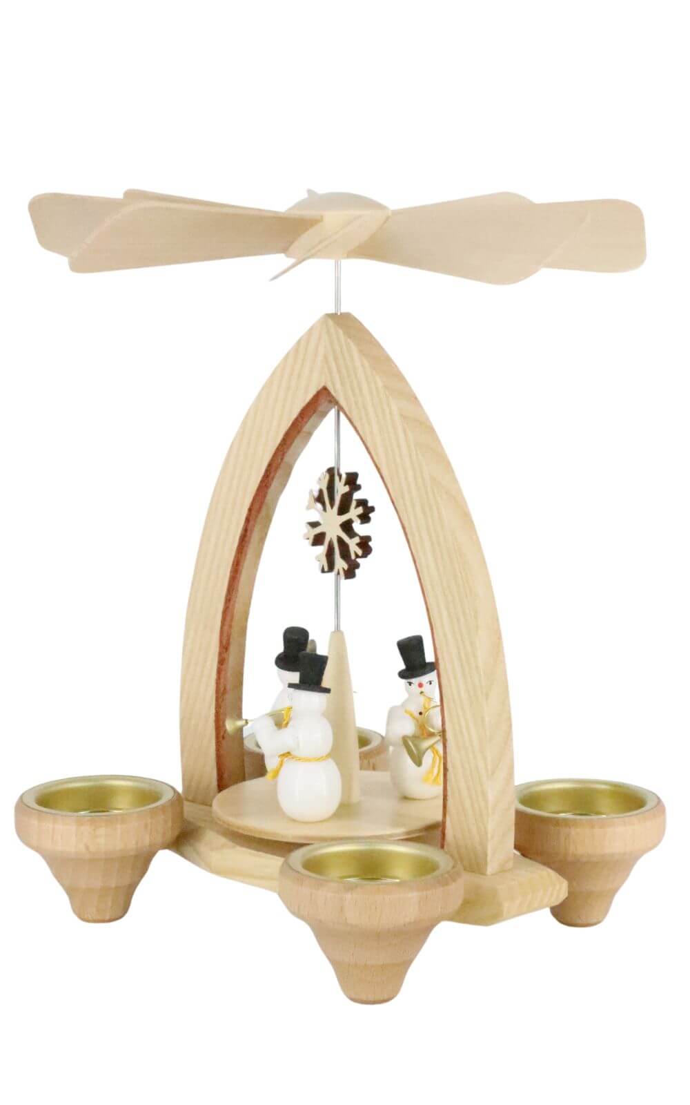 Christmas pyramid with snowman musician for tea lights, 24 cm by Heinz Lorenz_3