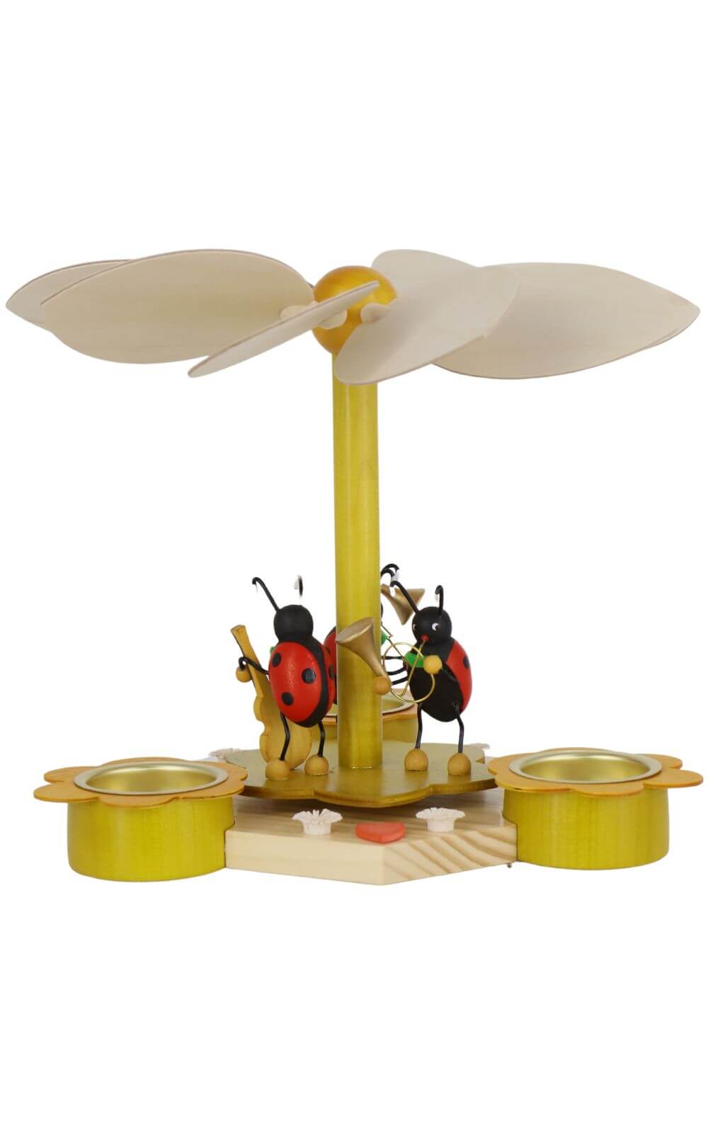 Tea light pyramid with beetle musicians, 19 cm by Volker Zenker_1
