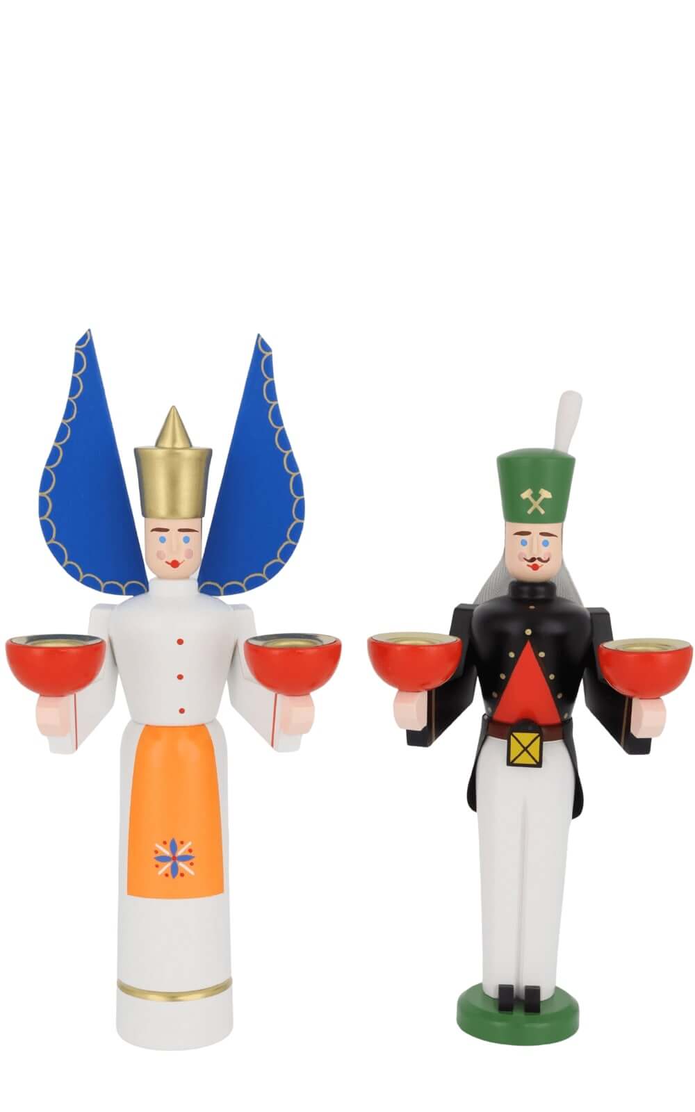 Miner and angel with orange dress by Eckert Folk Art Workshop_1