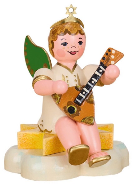 Christmas angel with balalaika, 6 cm by Hubrig Volkskunst