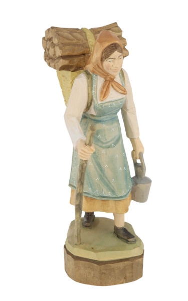 Forest Woman, carved, 25 cm / 9,8 inches, coloured, by Schnitzkunst from the Ore Mountains
