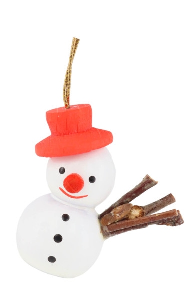 Christbaumschmuck Schneemann mit rotem Hut, 3 cm von SEIFFEN.COM