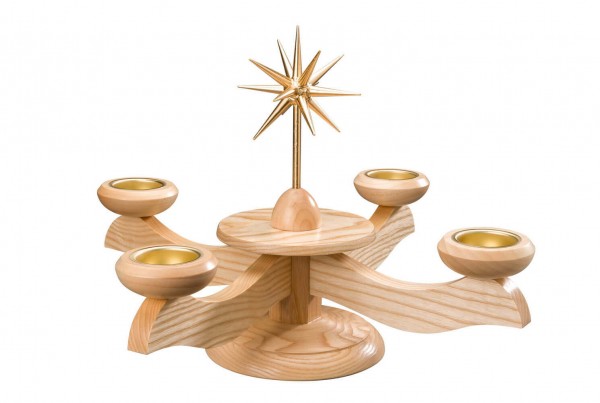 Advent candlestick with poinsettia, nature for tea lights by Albin Preißler
