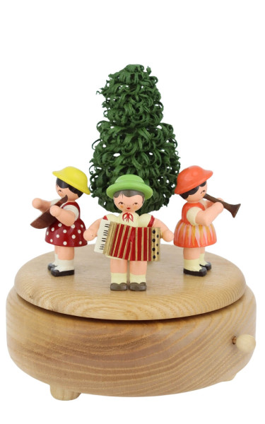 Music box with children playing instruments, natural finish, by Figurenland Uhlig GmbH_1