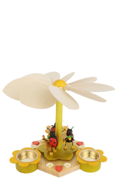 Tea light pyramid with beetle musicians, 19 cm by Ralf Zenker_1