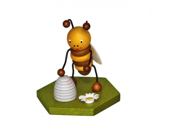 Biene mit Bienenkorb, 8 cm von Volker Zenker aus Seiffen