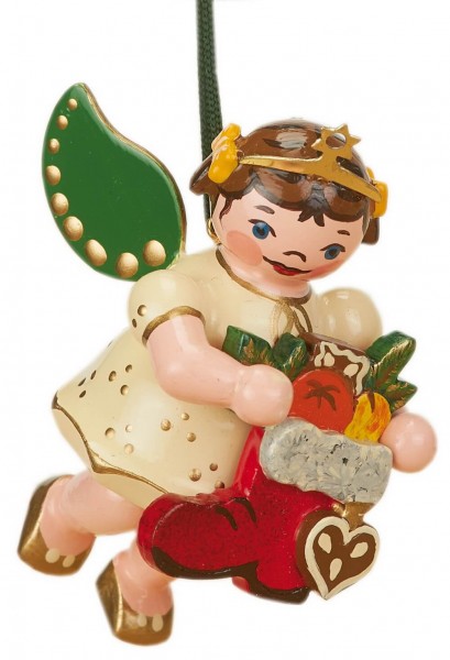 Christmas Tree Decoration & Ornament German Christmas Angel Nikolausstiefel, 6 cm, Hubrig Volkskunst GmbH Zschorlau/ Erzgebirge