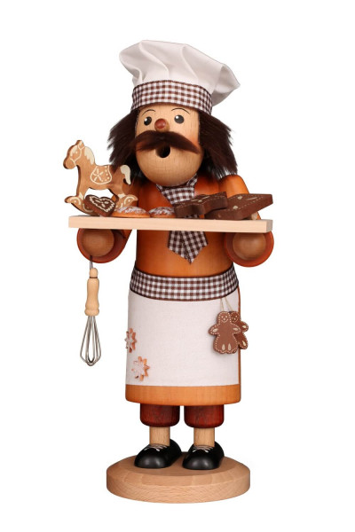 Gingerbread Baker Smoker Figurine, natural, 29 cm (11.4 inch) by Christian Ulbricht, Made in Germany – authentic holiday charm