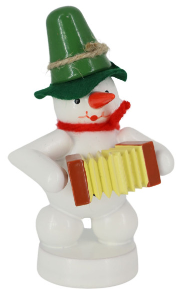 Miniature snowman musician with concertina, colored, 8 cm by Ralf Zenker